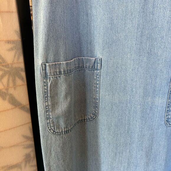 Vintage Karen Scott Long Denim Jumper Dress Maxi Tank Side Buttons Pockets M - Picture 7 of 8